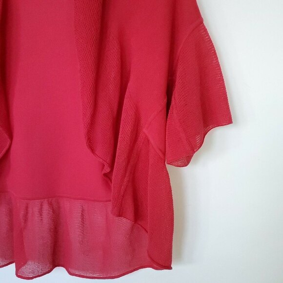 Moschino Cheap And Chic Knit Crochet Open Cropped Cardigan Women Medium Red/Pink - Picture 8 of 12